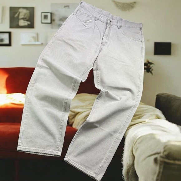 Lee Other - Vintage Lee Riveted Jeans Mens 36x30 (34) Gray Denim Straight Regular 90s Grunge